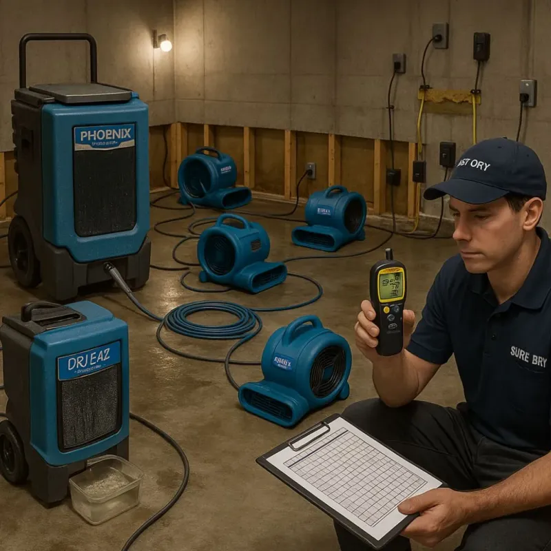 Structural Drying and Dehumidification process in Castroville, CA